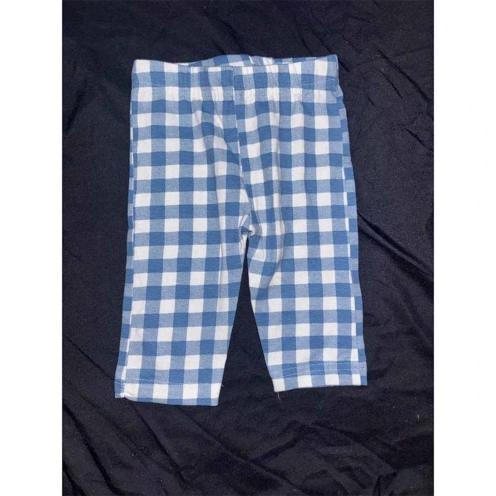 Rare Editions Baby Girl Leggings Pants 12M Blue White Gingham Pull-On picnic